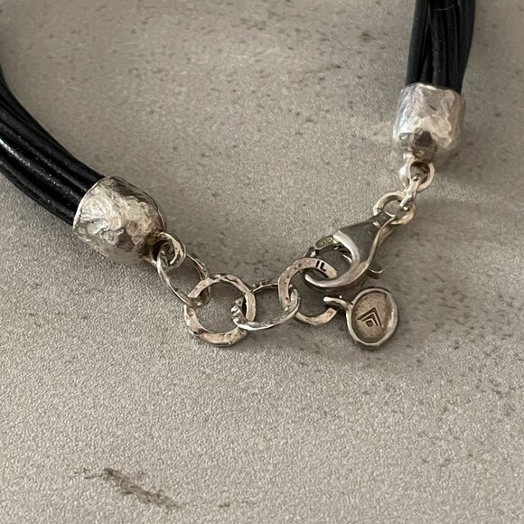 Vintage Silpada City Slicker Sterling Silver Black Leather Bracelet B3207 7.5-8" - Picture 6 of 8